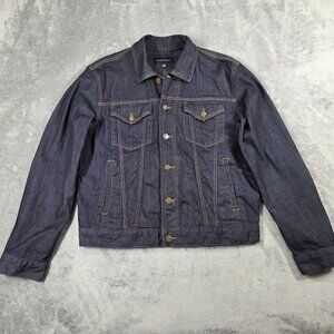 Club Monaco Jacket Mens Medium Blue Denim Dark Wash Preppy Trucker Western